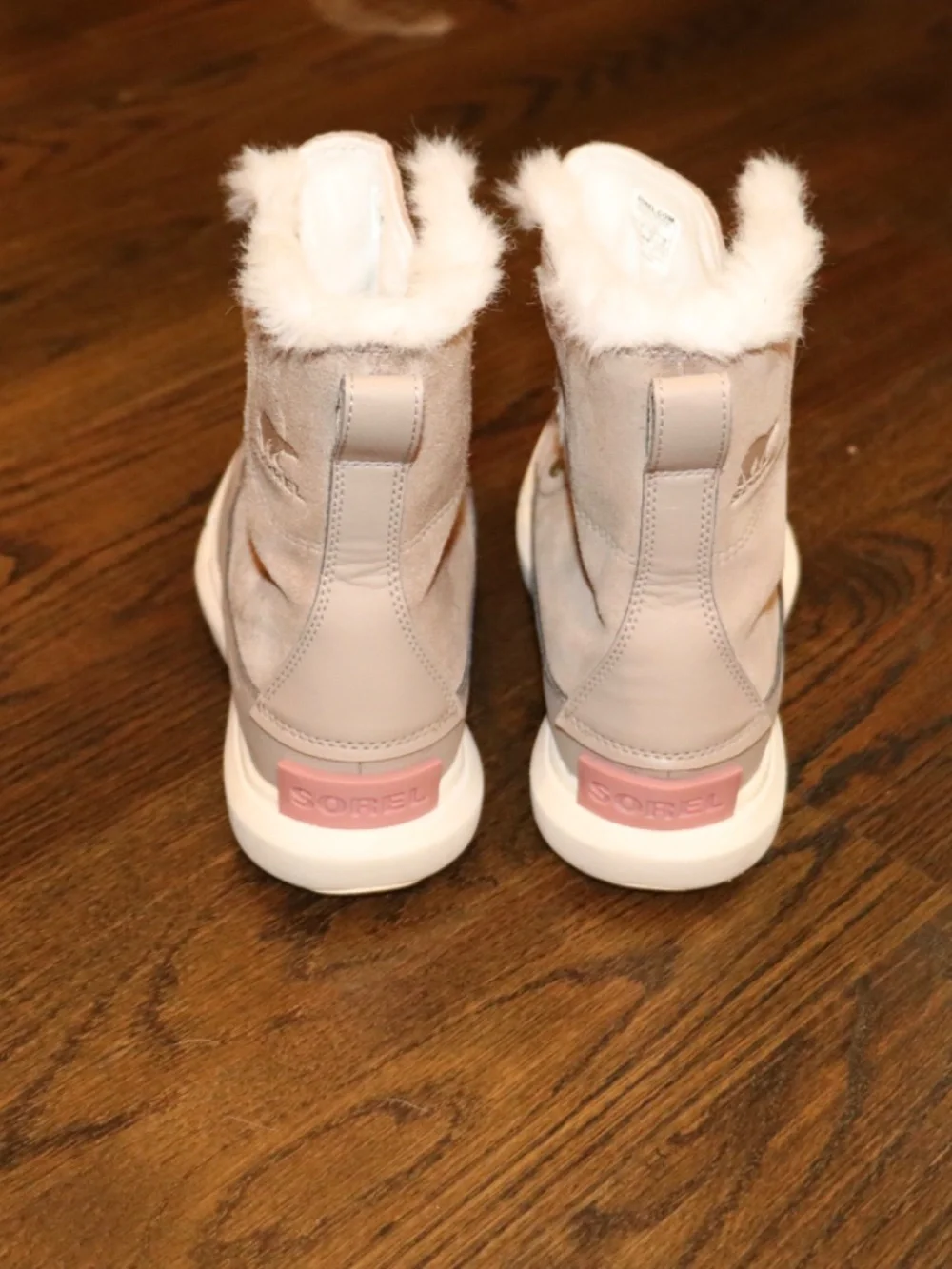 Girls Sorel Explorer Joan Waterproof Winter Boots Tan Suede Faux Fur Size 4